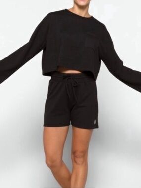 Free People•Sunny Set Black Cropped Top & Shorts Set NWT
